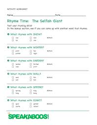 Rhyme Time The Selfish Giant Speakaboos Worksheets Rhyming Words Rhymes What Rhymes