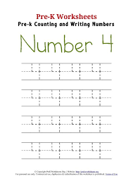 Writing Number 4 Writing Numbers Number Tracing Pre K Worksheets