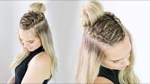 Zig Zag Half Updo On Long And Short Hair Kayleymelissa Youtube Half Up Hair Short Hair Styles Down Hairstyles