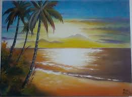 Huge palm beach sunset painting canvas art living room nine pieces giclee print extra large wall art. Sunset Beach Painting By Yuri Ellis Artmajeur