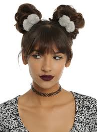 Put a pom pom on it! Blackheart Grey Fuzzy Pom Pom Hair Tie Set