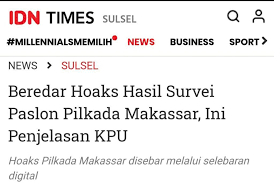 Hasil survei menunjukkan, pada poin dinamika elektoral tiga bulan terakhir, dibandingkan hasil survei sebelumnya, pada simulasi top of mind, tiga nama calon wali kota dan wali kota, dukungan untuk muhamad cenderung meningkat. Salah Hasil Survei Calon Wali Kota Dan Wakil Wali Kota Makassar Oleh Kpu Makassar Turnbackhoax