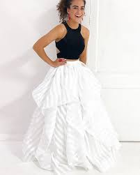 Ball Gown Black And White Prom Dress Black White Strips Two Piece Ruffled Prom Dress Pm1419 Black And White Prom Dresses Halter Prom Dresses White Prom Dress Long