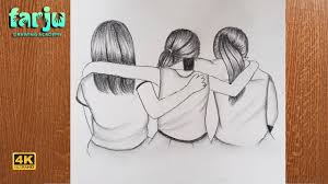 Do you love pencil drawings. Best Friends Pencil Sketch Tutorial How To Draw Three Friends Hugging Each Other Art Video Youtube