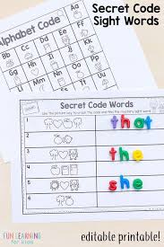 Free Printable Secret Code Worksheets Editable Sight Word Games That Are Super Fun In 2020 Editable Sight Word Games Word Games For Kids Sight Word Games