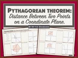 Pythagorean Theorem Distance Between Two Points On A Coordinate Plane Middle School Math Summer School Math Activities Maths Activities Middle School