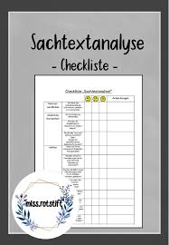 Checkliste Fur Die Sachtextanalyse Differenzierung Unterrichtsmaterial Im Fach Deutsch Sachtextanalyse Differenzierung Checkliste