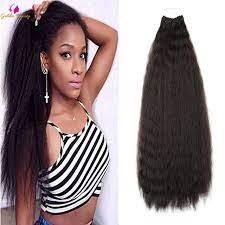 Synthetic Hair Extensions Yaki Straight Hair Bundles Pre Stretched Braiding Hair Bulk Hair In 2021 Straight Hair Bundles Synthetic Hair Extensions Crochet Hair Styles