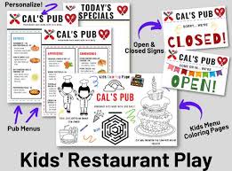 Free printable kids' menu templates. Kids Restaurant Play Pub Menu Personalized With Name Open Etsy