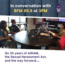 We take all allegations of sexual harassment and misconduct seriously. All Women S Action Society Awam Tune In To Bfm 89 9 At 3 Pm And Get Personal With Dr Subatra Jayaraj Our Vice President And Nisha Sabanayagam Our Program And Operations
