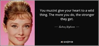 Or fly into a tree. Audrey Hepburn Quote You Mustnt Give Your Heart To A Wild Thing The