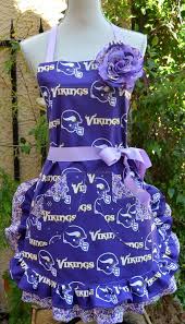 Vikings Nfl Print Womens Apron Double Ruffled Purple And Lavender With Rose Pin Hair Clip Minnesota Vikings Clothes Vikings Nfl Football Vikings