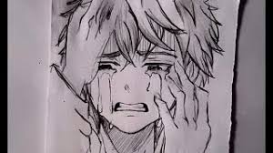 #sad anime boy #anime #black and white #sadness #cry #darkness #anime boy #lonley #lonliness #scared #animescared #terrified. á´´á´° Easy How To Draw An Anime Male Manga Crying Sad Youtube