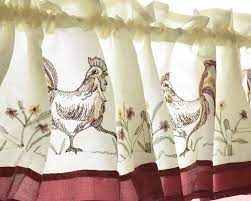 Kitchen Curtain Valance Ivory Burgundy Chicken Motif Embroidered 54 X 12 Nice Unbranded Cottage Patiocur Colorful Curtains Simple Curtains Rustic Curtains