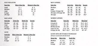 a size chart outdoor wear arctic shield canada