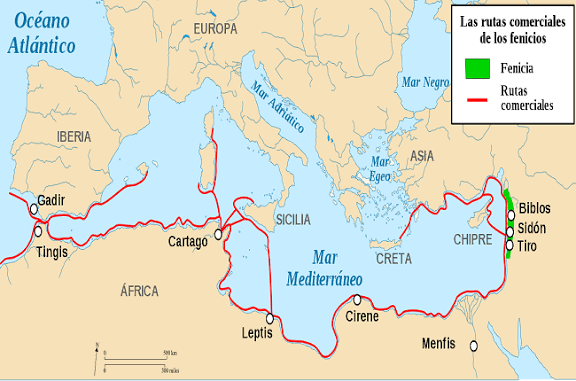 Las colonias fenicias por la península Ibérica y el Mediterráneo