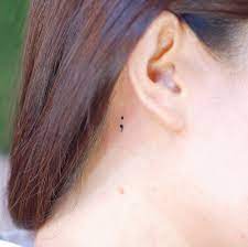 What does a semicolon tattoo mean? Semicolon Tattoo Behind Ear Meaning
