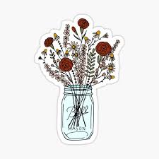Purchase this sweet image as a sticker in the attached link. Mason Jar With Flowers Stickers Redbubble