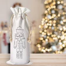 New Holiday Nutcracker Design Canvas Wine Tote for Gift