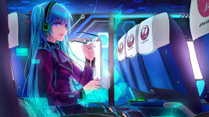 Wallpaper hatsune miku, anime girl, aqua blue, 4k, anime. Wallpaper Hatsune Miku Blue Hair Anime Girl Tea Plane 2880x1800 Hd Picture Image