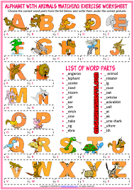 B) keeping your chest up, lower your body by pushing your hi. Alphabet With Animals Esl Matching Exercise Worksheet
