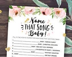Name That Song Baby Shower Game Floral Theme Baby Shower Printable Rustic Floral Pink Peonies Baby Shower Roses Baby Shower Activities Baby Shower Flowers