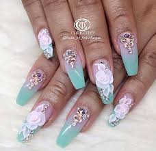 3d Nail Art And Crystals On Cotton Candy Colors Luxury Nails Nail Designs Flower Nails