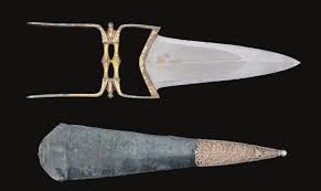 Pressing v will charge the red A Damascened Mughal Katar With Sanskrit Inscription India 17th Century