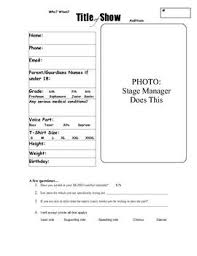 Blank Show Audition Forms Audition Set Design Theatre Teaching