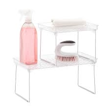 Whether you need more storage in a cabinet or on a countertop, these stackable shelves create extra space in a snap. Madesmart Stackable Cabinet Shelves The Container Store