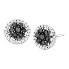 Black And White Diamond Stud Earrings 1 2 Ct Black Amp White Diamond Halo Stud Earrings In 14k White Gold Global Diamond Market Diam White Diamond Earrings Halo Earrings Studs Black Diamond Jewelry