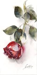 Red Rose Painting Floral Original Watercolor Painting Red Etsy Rose Painting Single Red Rose Rose Art