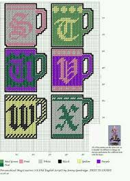 If you want to custom a cross stitch design by adding a personlised text, or create your unique design with a. Personalized Mug Coasters S X Old English Scrypt By Jenny Goodridge 4 5 Plastic Canvas Stitches Plastic Canvas Coasters Plastic Canvas Crafts