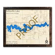 Belleville Lake Mi 3d Wood Topo Map
