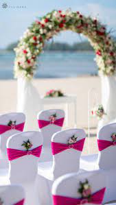 Ruffled Spandex Chair Band Fuchsia Wedding Ceremony Floral Arch Wedding Ceremony Chairs Summer Wedding Decorations