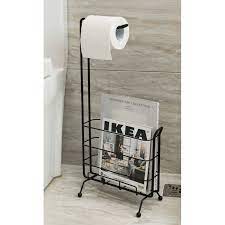 Made to very exacting tolerances by hand these holders are sleek and toilet paper holder free standing bathroom magazine rack | etsy. Basicwise Metal Freestanding Toilet Paper Holder With Magazine Rack Reviews Wayfair
