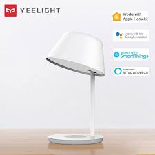 yeelight staria lampe de chevet pro lampe de table intelligente led charge sans fil a intensite variable pour smartphone fon smart table kit homes bedside lamp