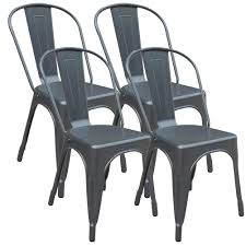 Wide angled legs for a stout pose. Jinhuichair Metal Dining Chairs Set Of 4 Gun Metal High Back Stackable Dining Chair For Wedding Bistro Cafe Restaurant Patio Buy Online In Macedonia At Desertcart