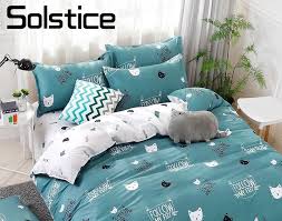 Completo lenzuola o copripiumino natural, disponibile in 3 dimensioni e 4 fantasie. Aku Rindukau Comprare Solstizio Tessili Per La Casa Ciano Sveglio Del Gatto Gattino Copripiumino Coperture Cuscini Letto Copriletto Boy Kid Teen Girl Lenzuola Biancheria Da Set Re Queen Doppia Con Letti Singoli Miglior