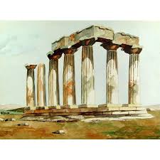 Ancient Greece Ruins Watercolor Painting Architecture Painting Greece Painting Greece Drawing