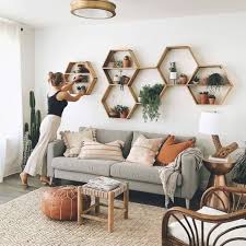 Bohemian Interior Decor On Instagram Available On These Honey Comb Hexagon Shelves Are Just The Decor You Need To Comp Boho Living Room Decor House Interior