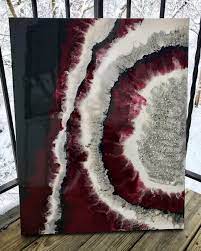 Resin Wall Art Geode Resin Painting Geode Painting Burgundy Painting Red Painting Agate Art Abstract Acrylic Painting Big Wall Art Resin Wall Art Resin Painting Geode Painting