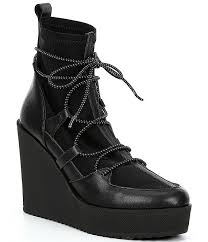 Steve Madden Atomic Leather And Textile Wedge Booties Dillard S