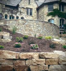 Stone Veneer Lake Home Landscape Design Retaining Wall Stone Fire Pit In 2020 Landscape Stone Stone Veneer Wall Stone Cladding