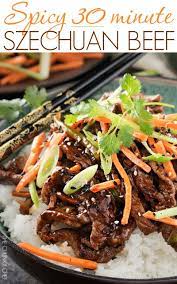 30 Minute Spicy Ginger Szechuan Beef The Chunky Chef Chinese Beef Recipes Szechuan Beef Szechuan Recipes
