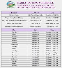 Wayne County Announces One Stop Early Voting Schedule Goldsboro Daily News