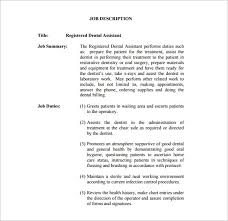 Dental Assistant Job Description Template 9 Free Word