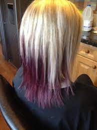 Platinum Blonde Highlights On Top Deep Purple Underneath Long Bob Haircuts Platinum Blonde Highlights Hair Beauty