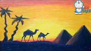 You will now start drawing out the rock like. How To Draw Scenery Of Sunset In Desert Step By Step Very Easy Youtube