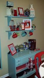 coffee bar in kitchen, turquoise and